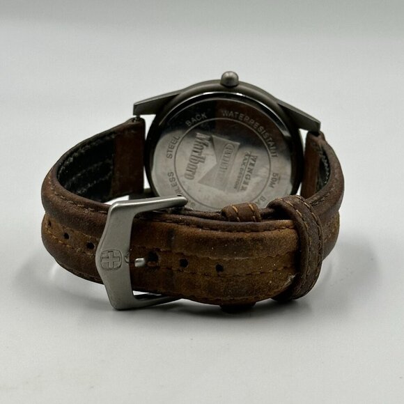 Swiss Army Wenger Marlboro Watch Men Black Dial 37MM Swiss New Battery 8.5" - Picture 9 of 14